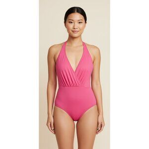 Coastal Wrap Front Halter One Piece Swimsuit M